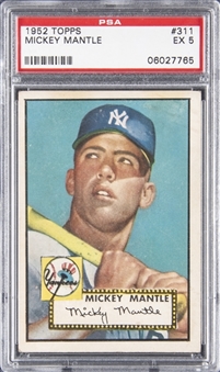 1952 Topps #311 Mickey Mantle Rookie Card – PSA EX 5